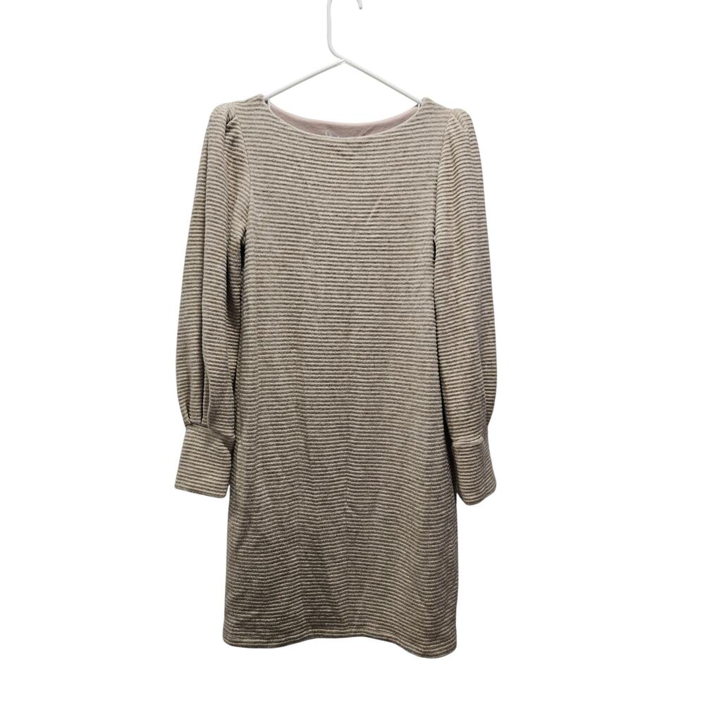 Julia Jordan Beige Ribbed Knit Sweater Dress Long Sleeve Lined Size 6 Winterr